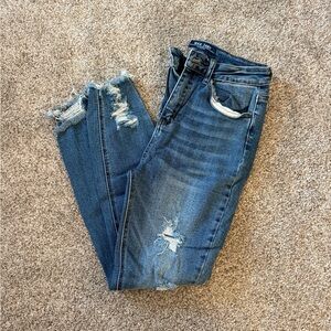 Wax Jean Ripped Blue Skinny Jeans